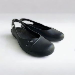 CROCS Olivia Black Ballet Flats W/ Sling Back Ankle Women’s 7